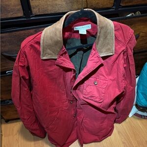 Banana Republic Men's Red Jacket with Brown Collar